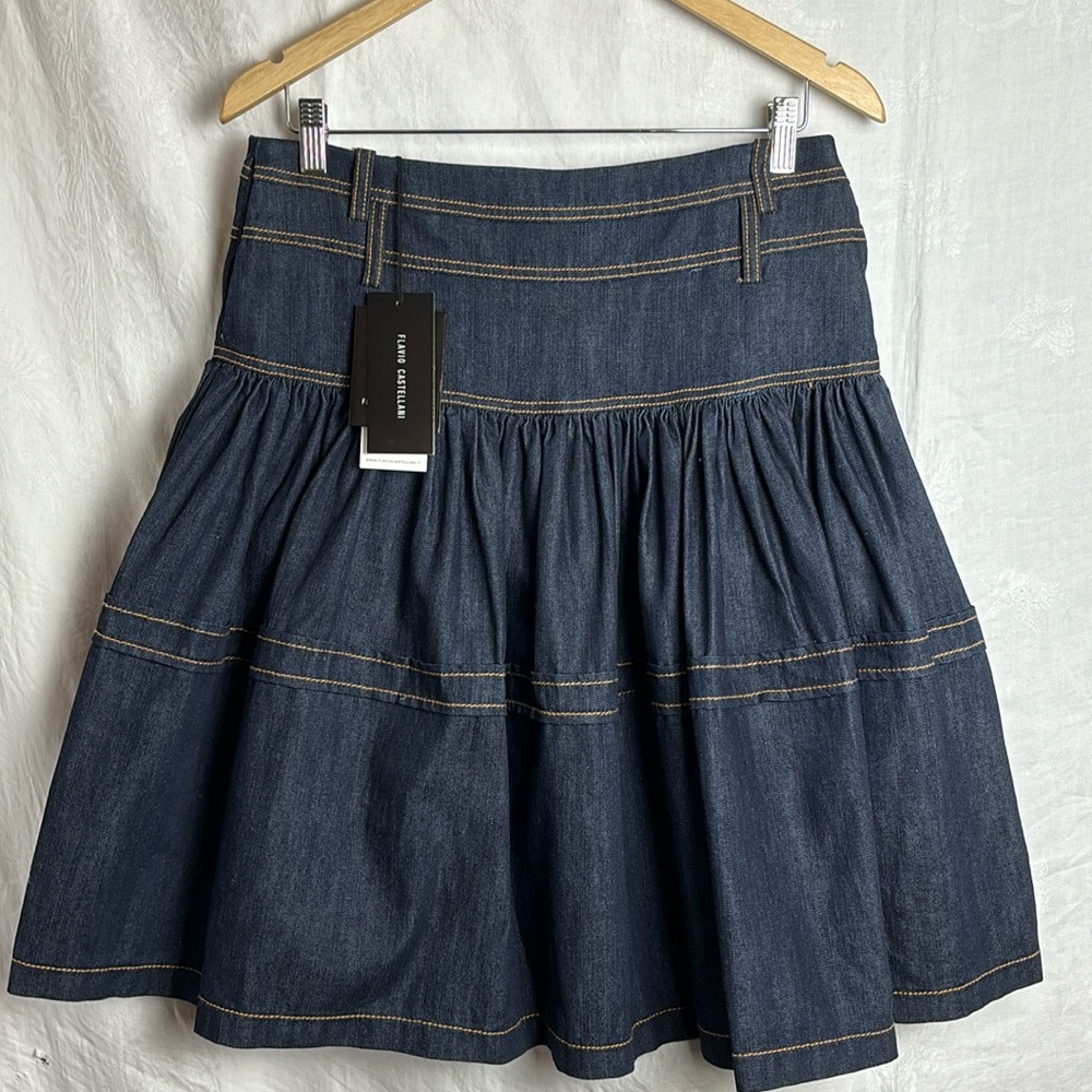 Dark Blue A-Line Denim Skirt